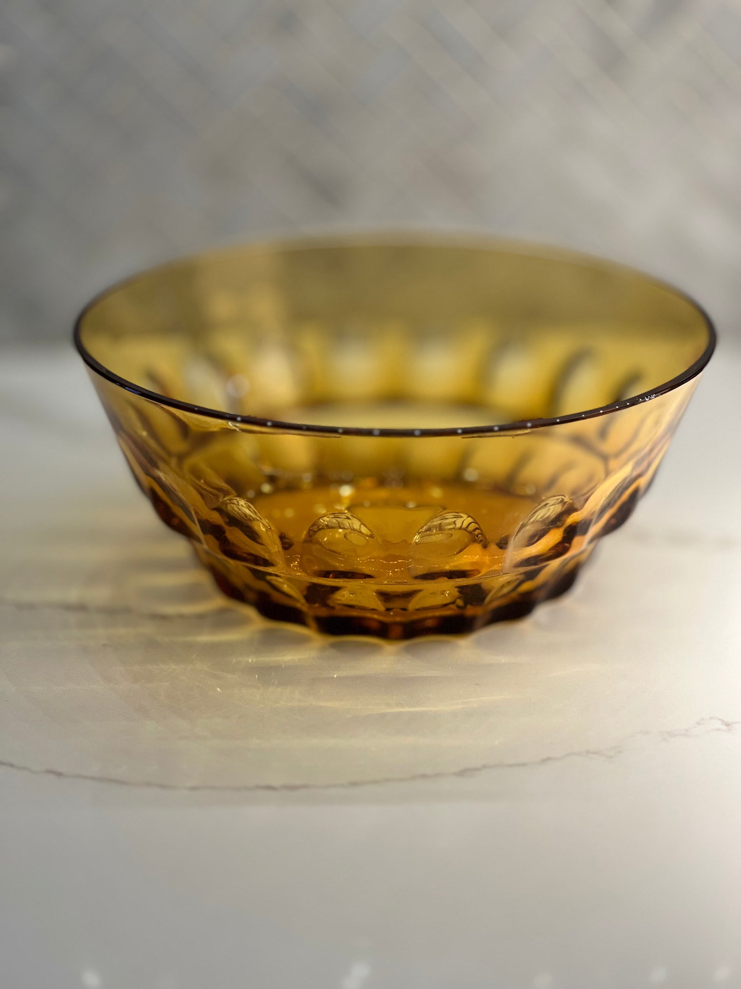 Vintage Amberglass Thumbprint Bowl