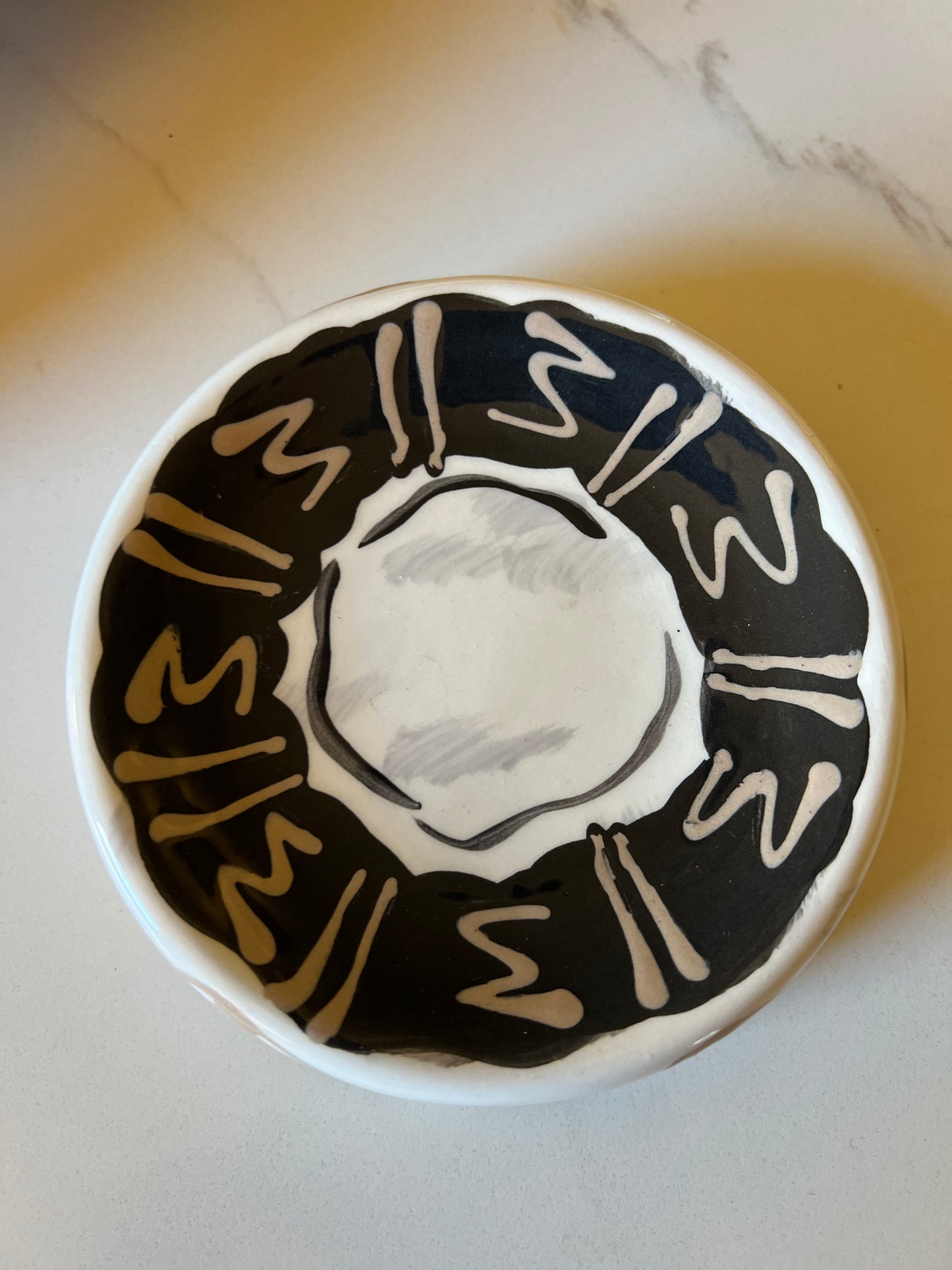 Black and White Ceramic Mid-Century Style Bowl/Tray