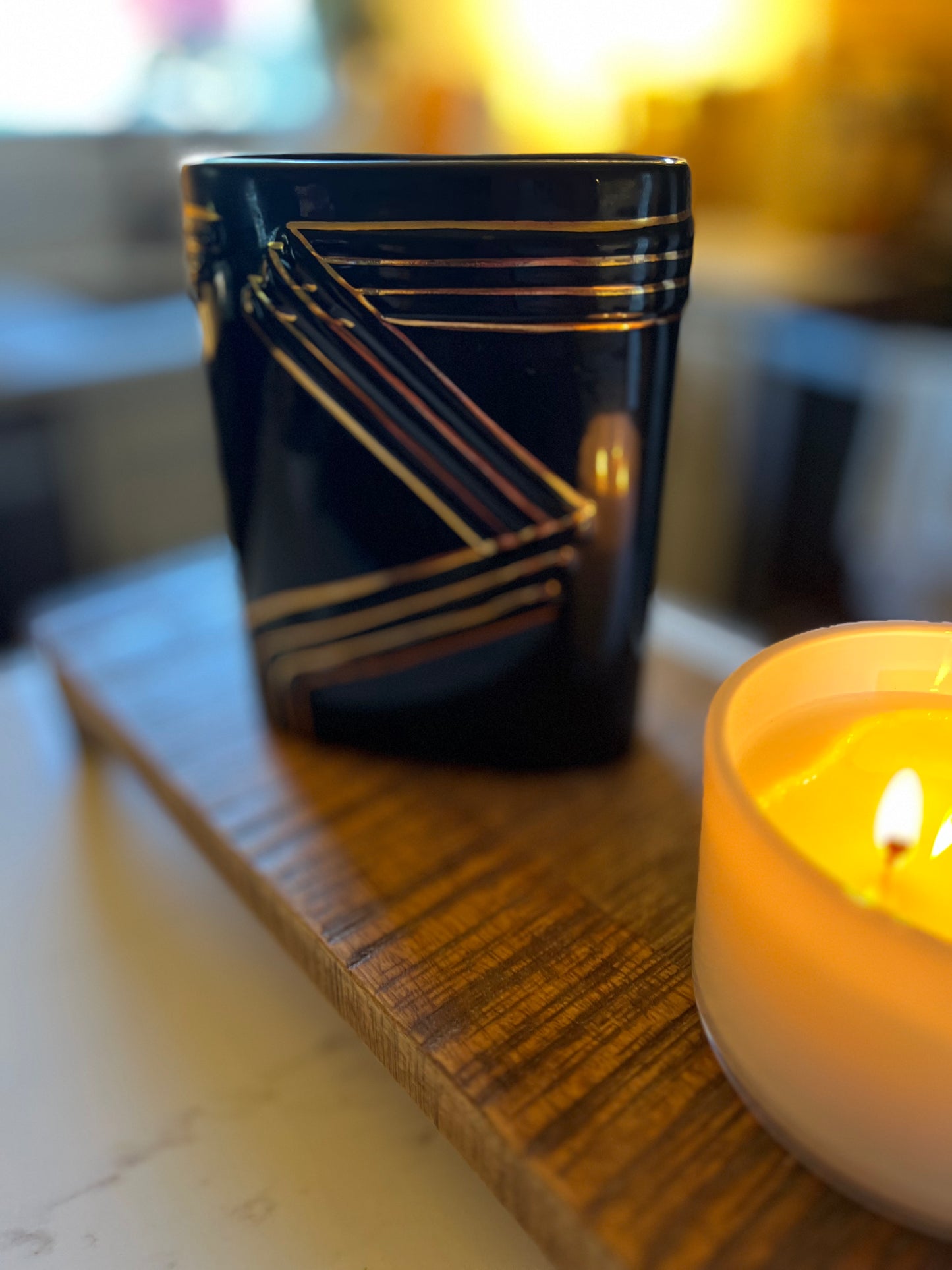 Vintage Black and Gold Art Deco Style Vase