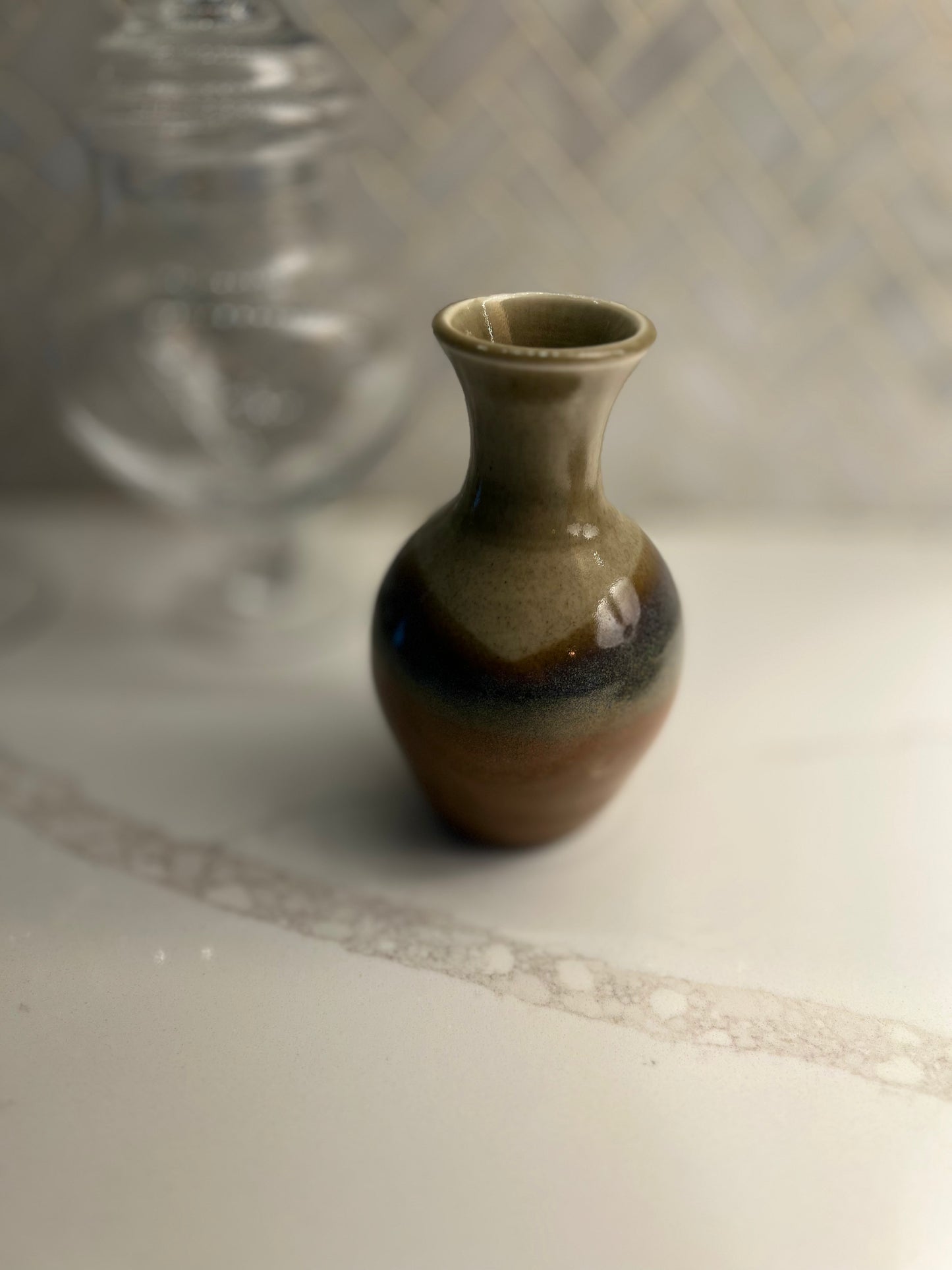 Handmade Brown and Tan Bud Vase