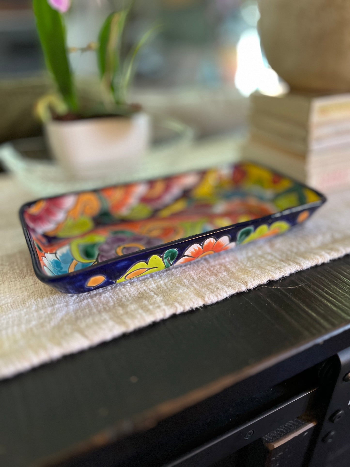Hand-painted Floral Mexican Tray (Lead Free)