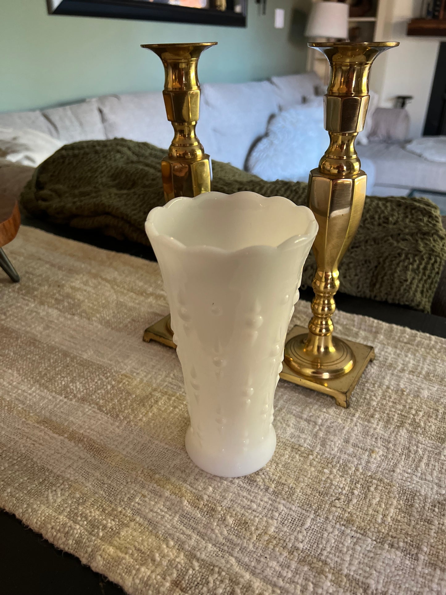 Vintage Anchor Hocking Teardrop and Pearl Milkglass Vase