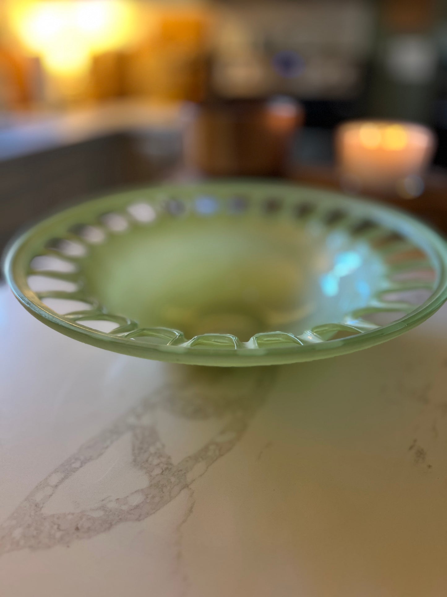 Vintage Mint Green Art Deco Style Glass Bowl (as is)