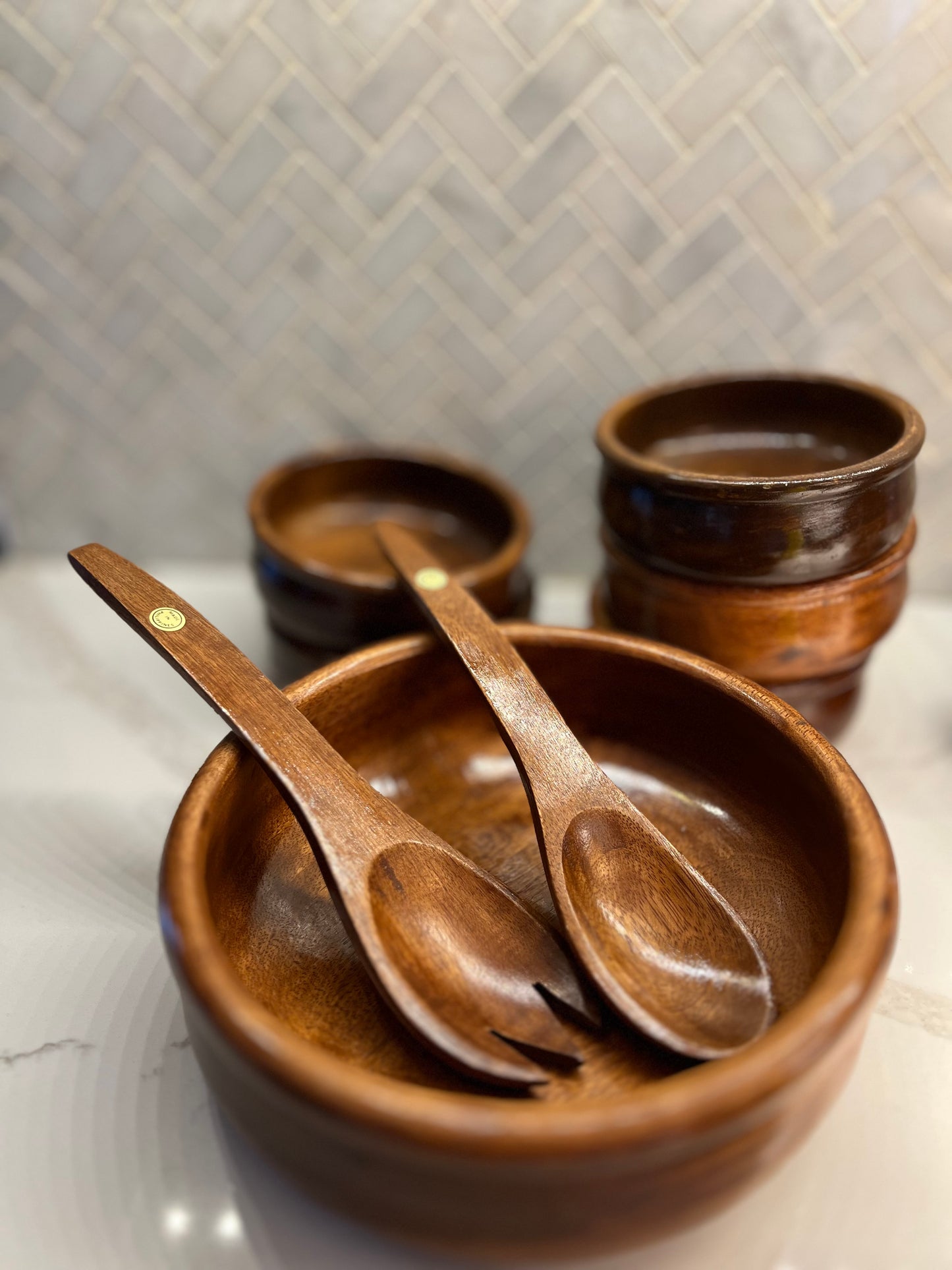 Teakwood Salad Bowl Set