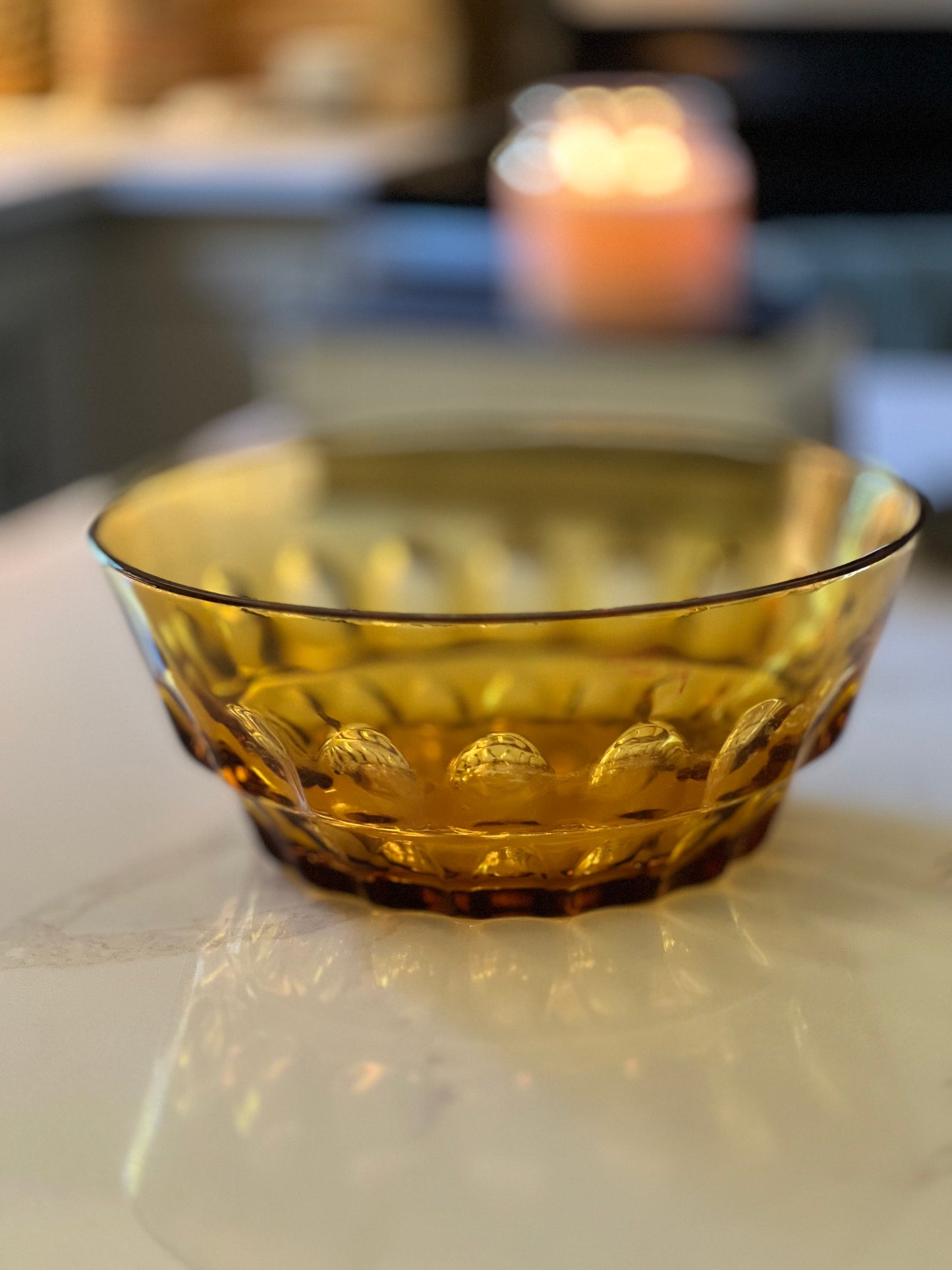 Vintage Amberglass Thumbprint Bowl