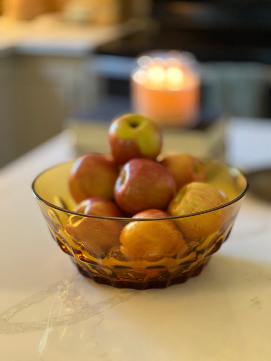 Vintage Amberglass Thumbprint Bowl