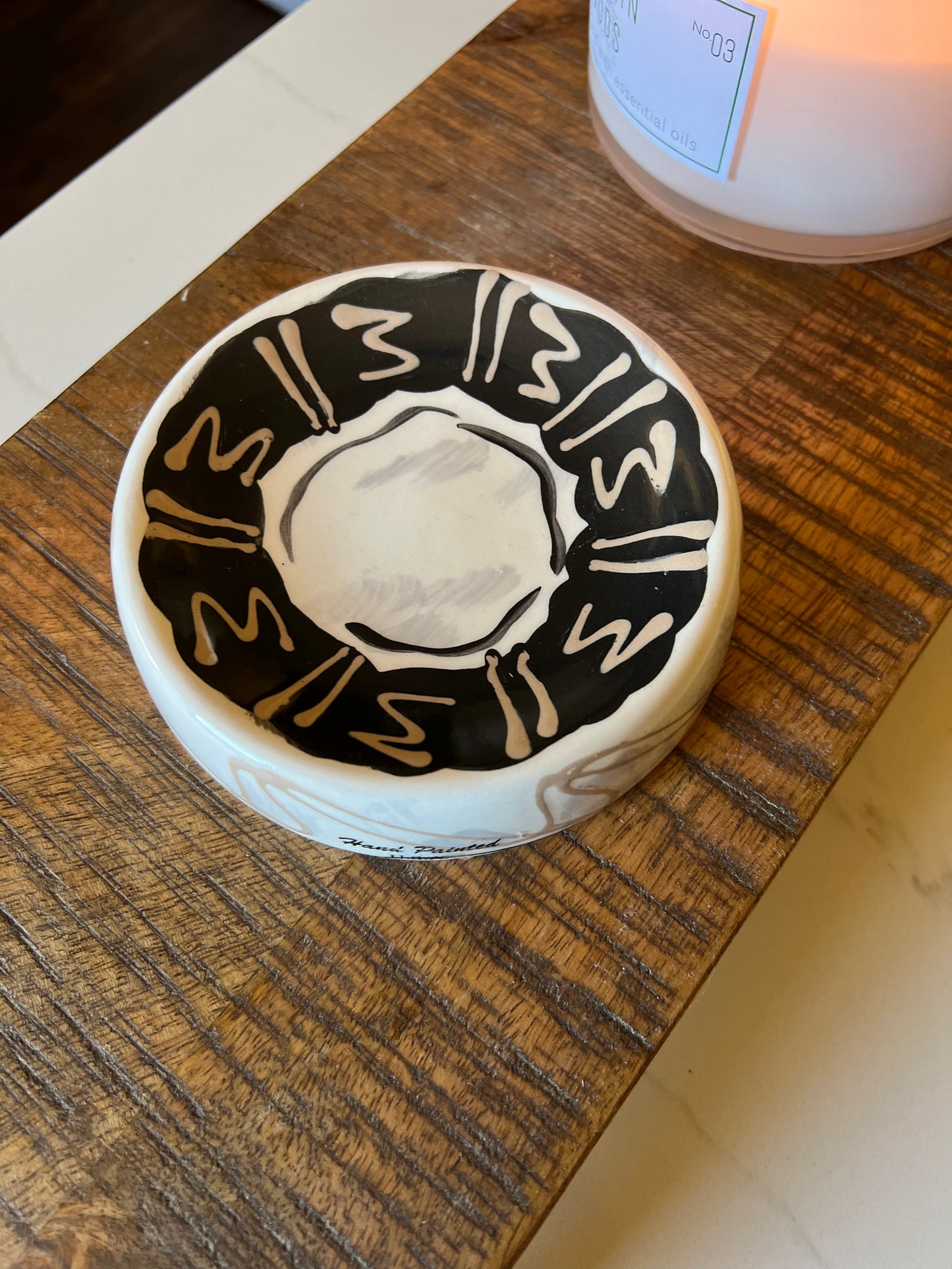 Black and White Ceramic Mid-Century Style Bowl/Tray