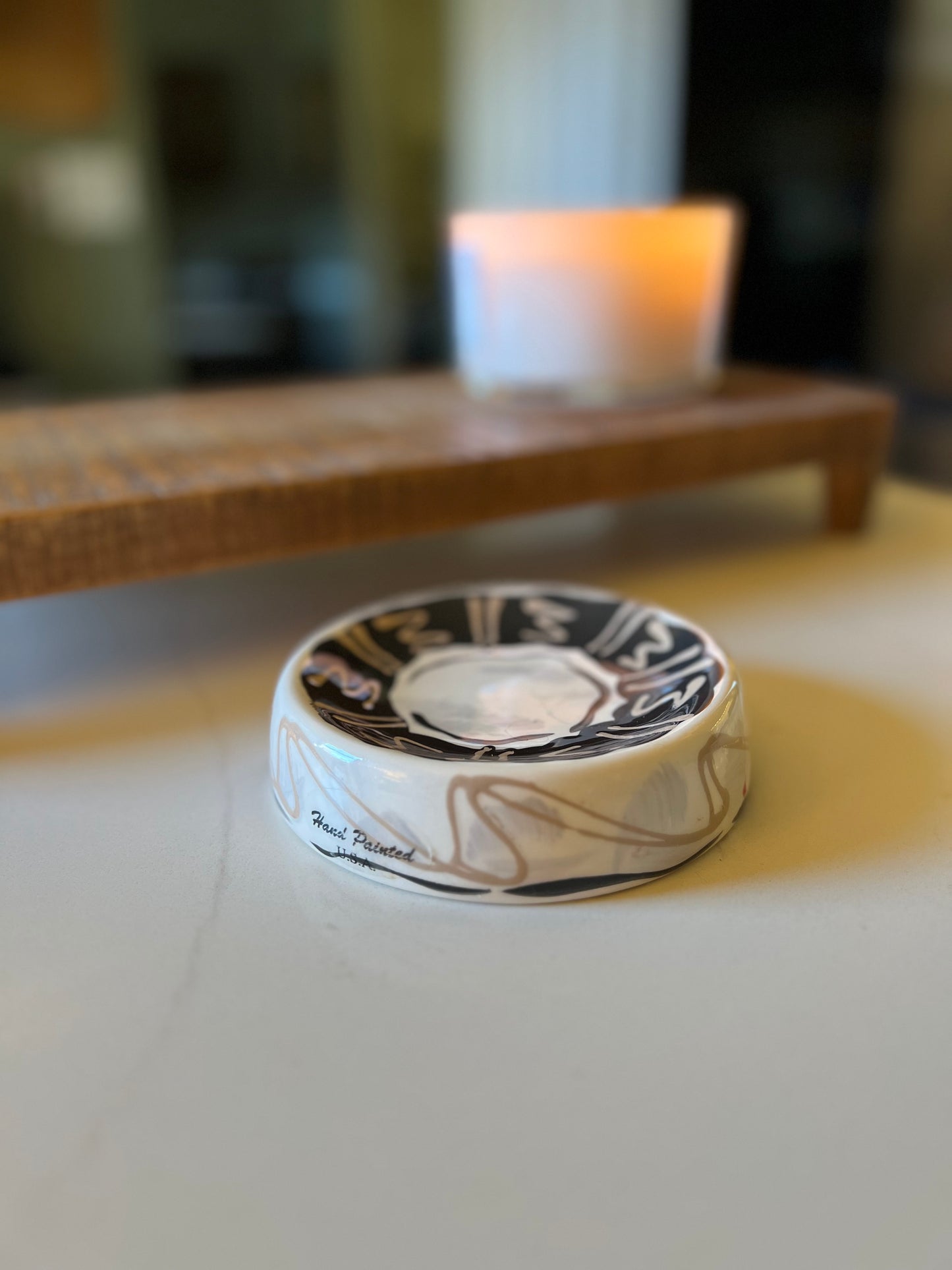 Black and White Ceramic Mid-Century Style Bowl/Tray