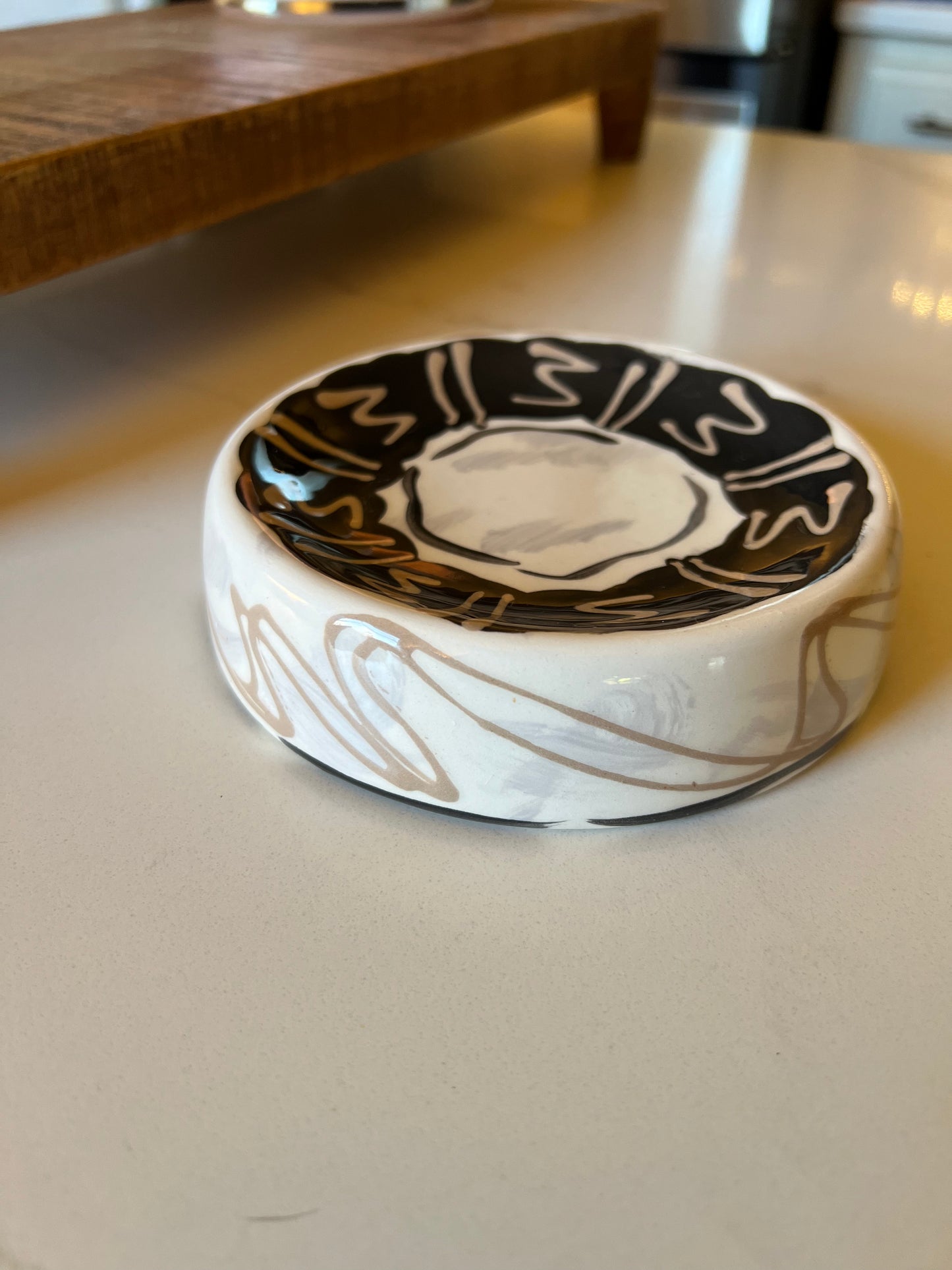 Black and White Ceramic Mid-Century Style Bowl/Tray