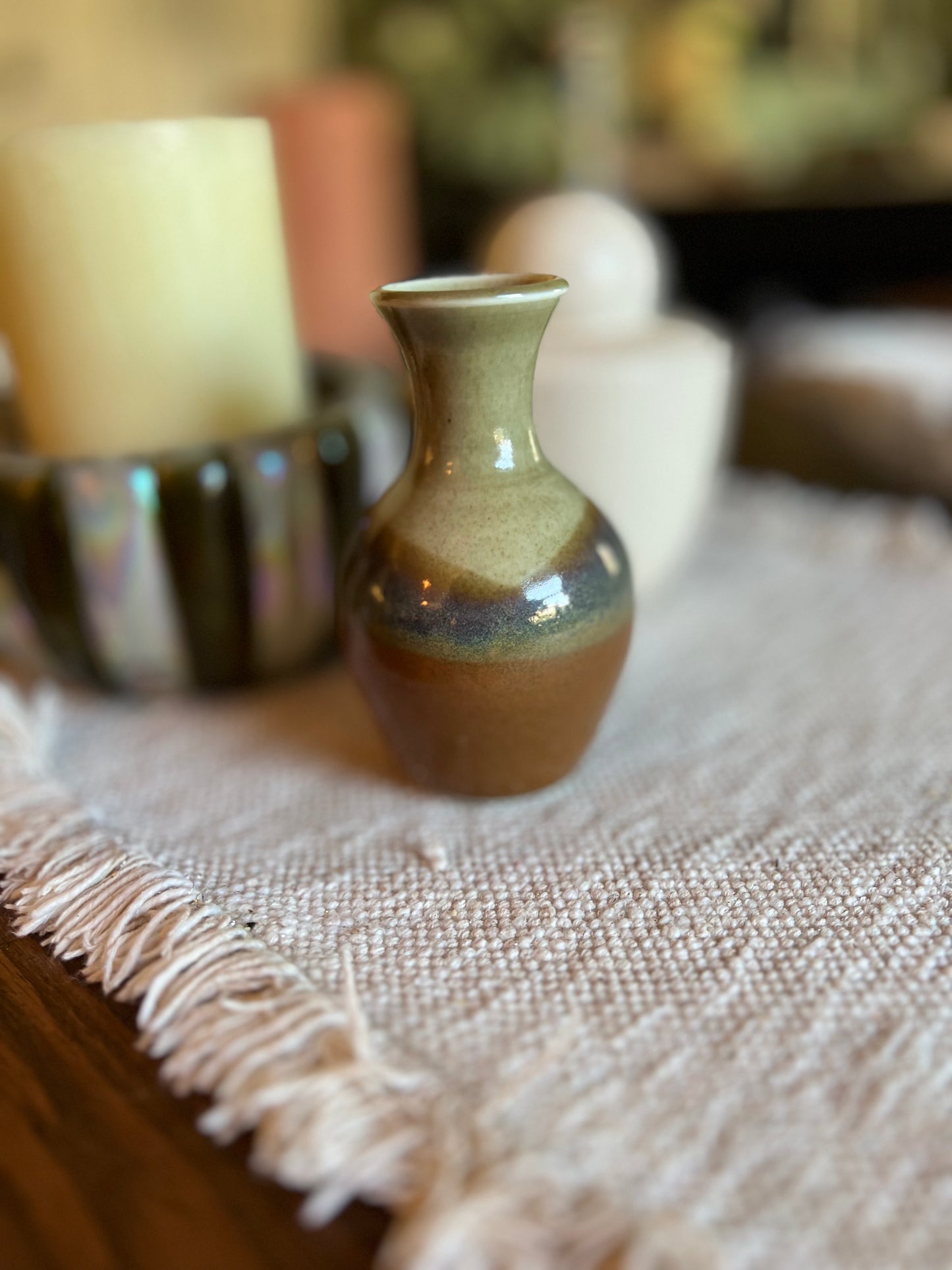 Handmade Brown and Tan Bud Vase