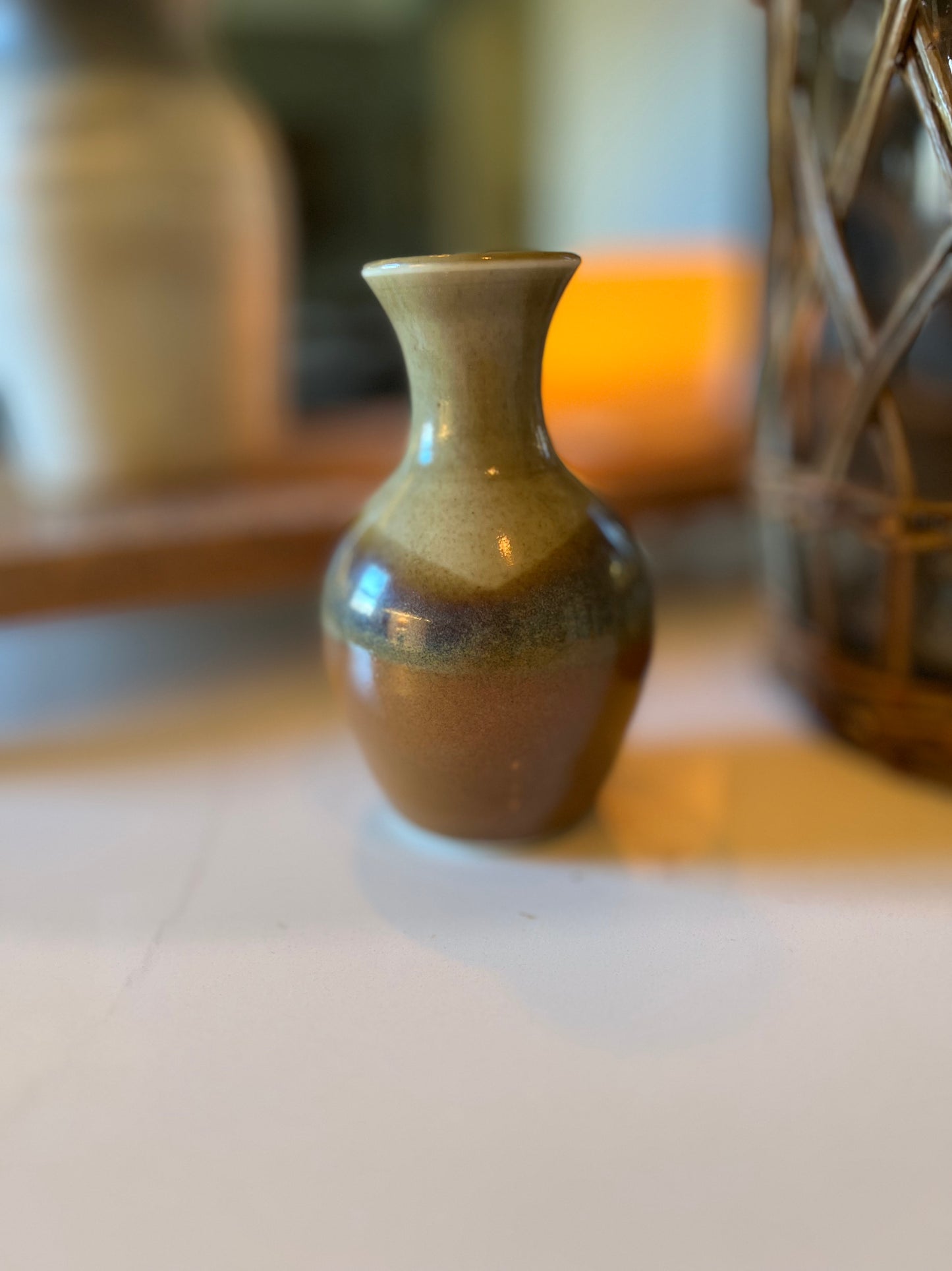 Handmade Brown and Tan Bud Vase
