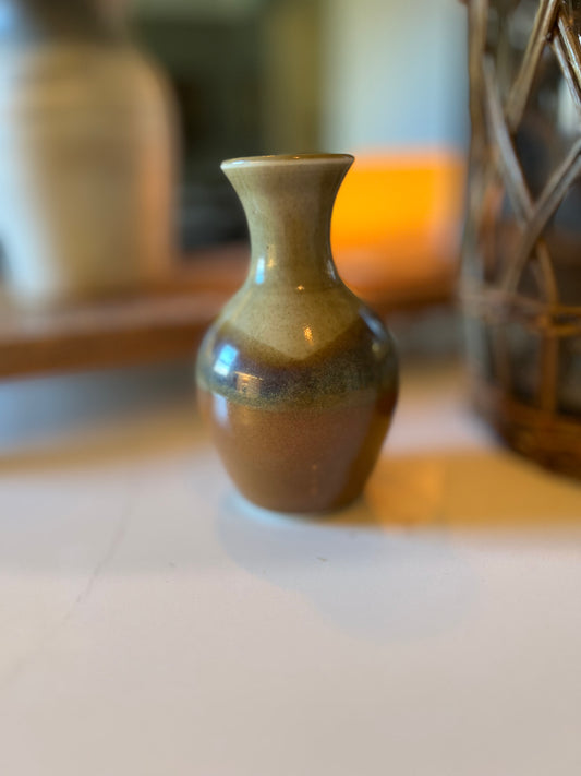 Handmade Brown and Tan Bud Vase