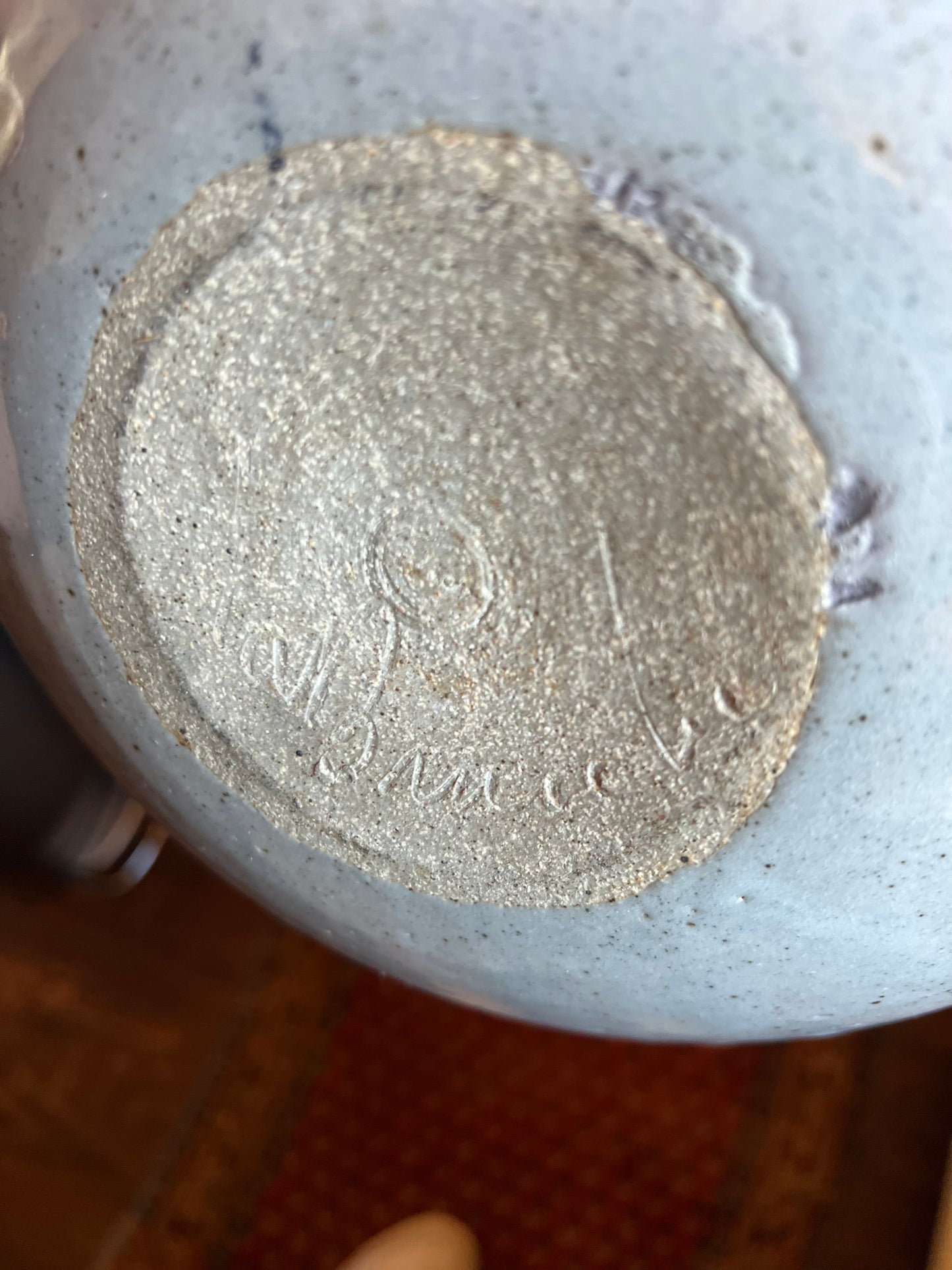 Glazed and Signed Studio Pottery Blue Rimmed Bowl