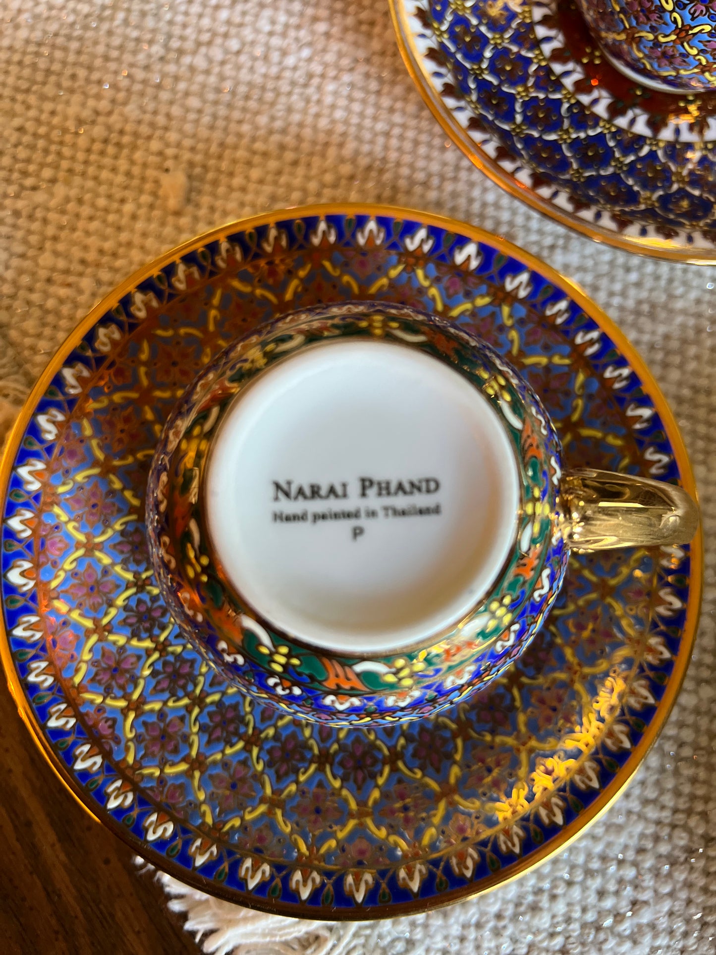 Narai Phand Thai Hand Painted Gilded Benjarong Porcelain Tea Set - Set of 4