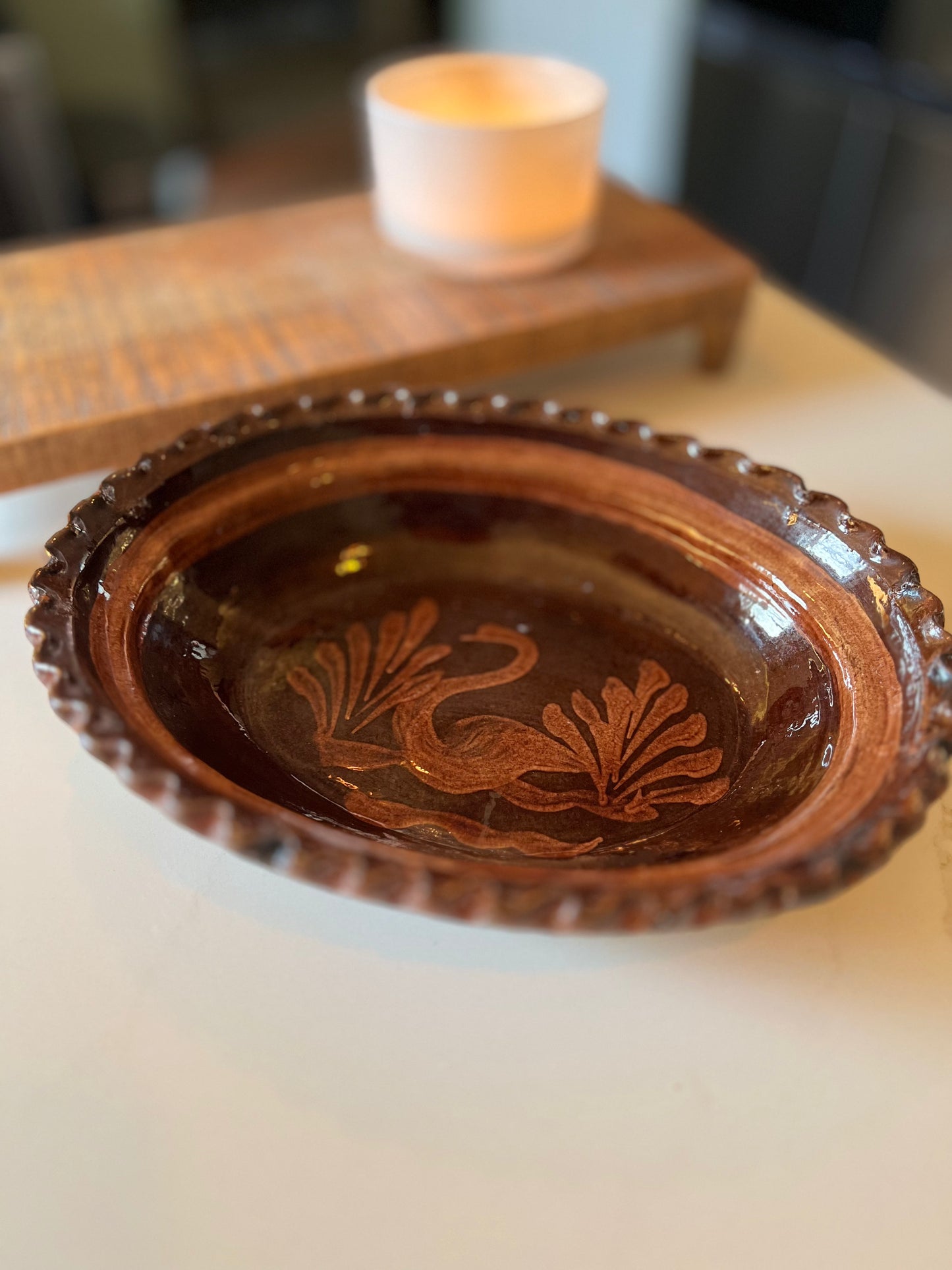 Vintage Hand Made Hand Painted Mexican Pottery Dish