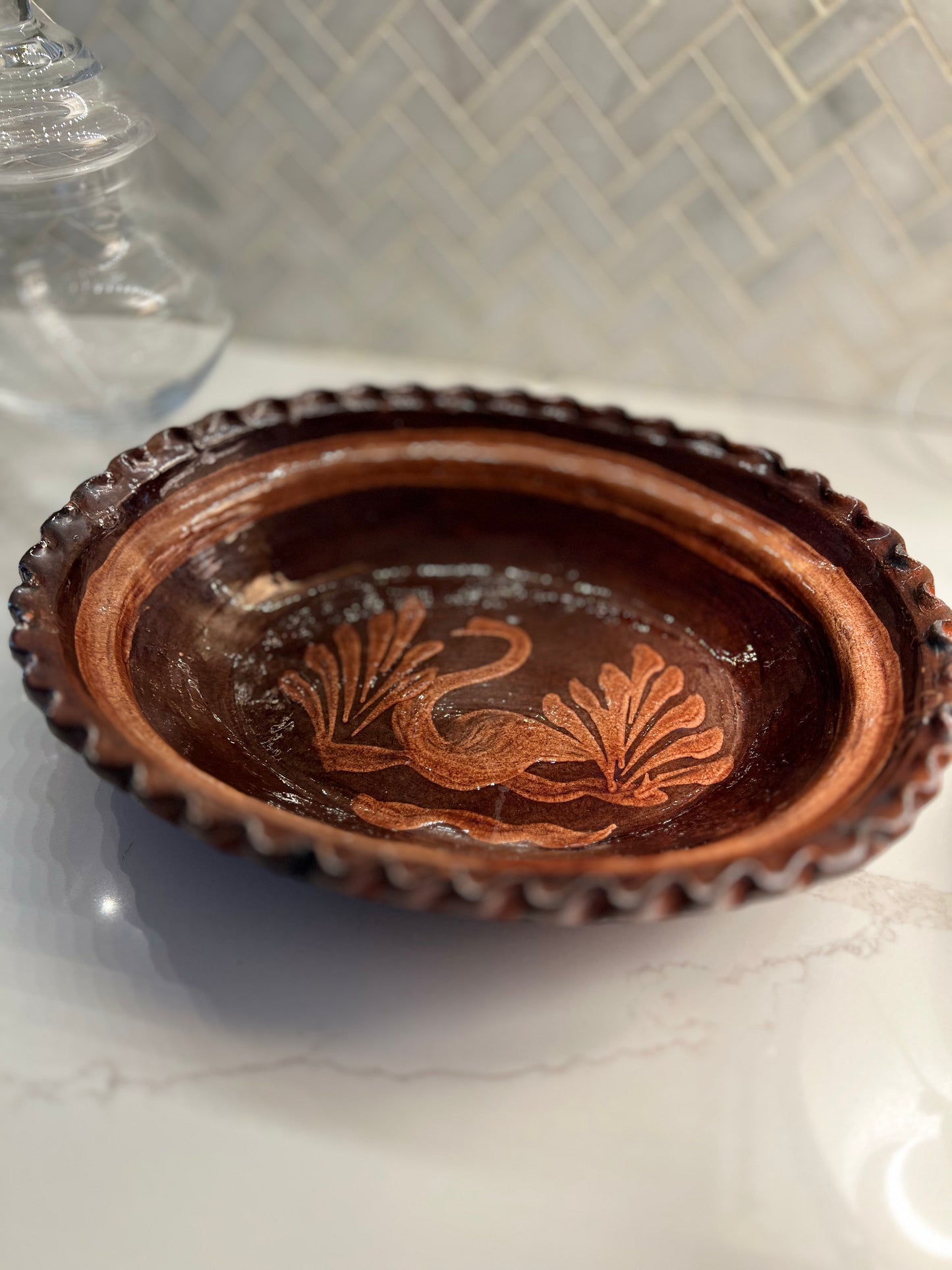 Vintage Hand Made Hand Painted Mexican Pottery Dish