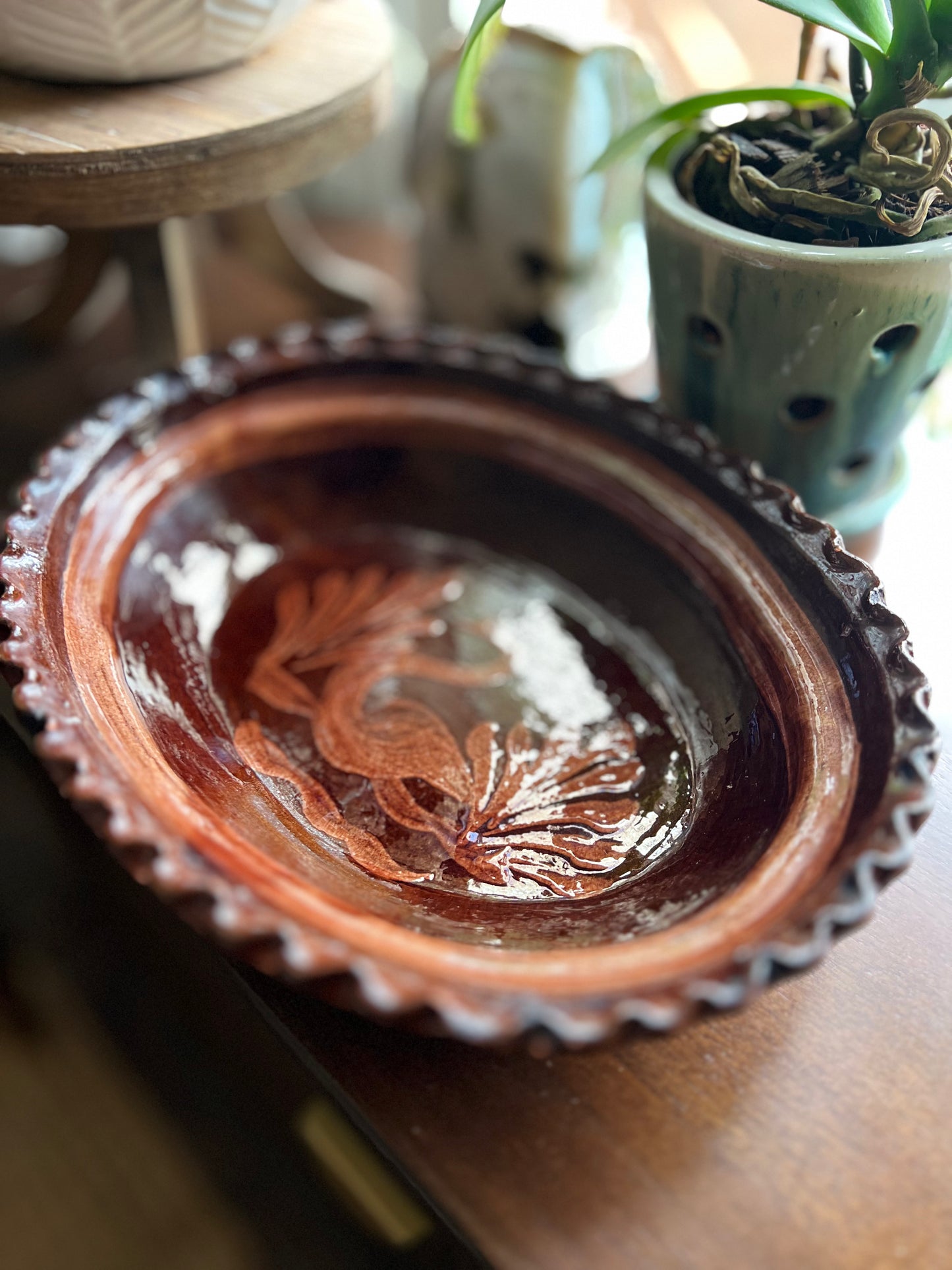 Vintage Hand Made Hand Painted Mexican Pottery Dish