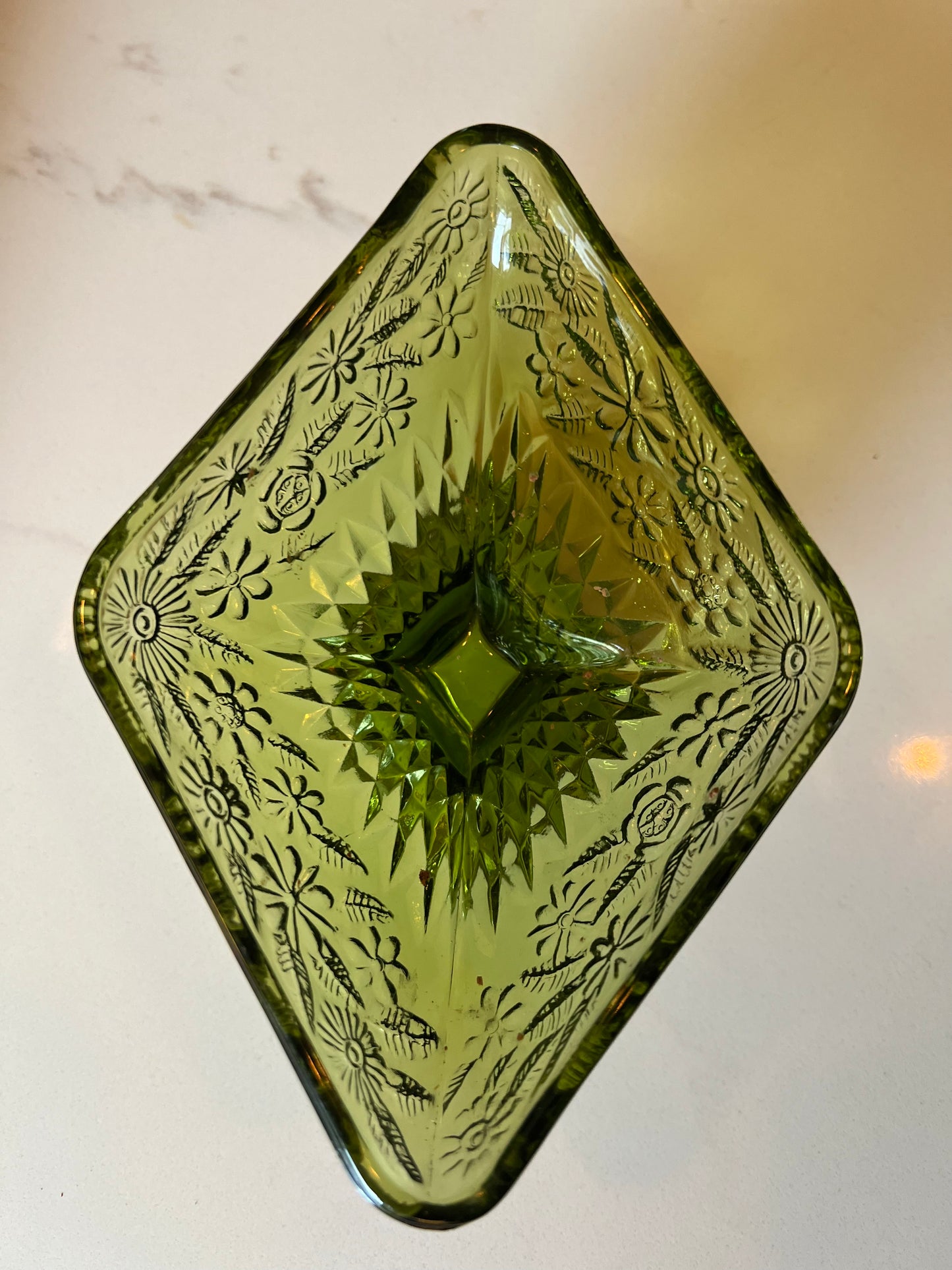 Vintage Green Indiana Glass Pedestal Bowl
