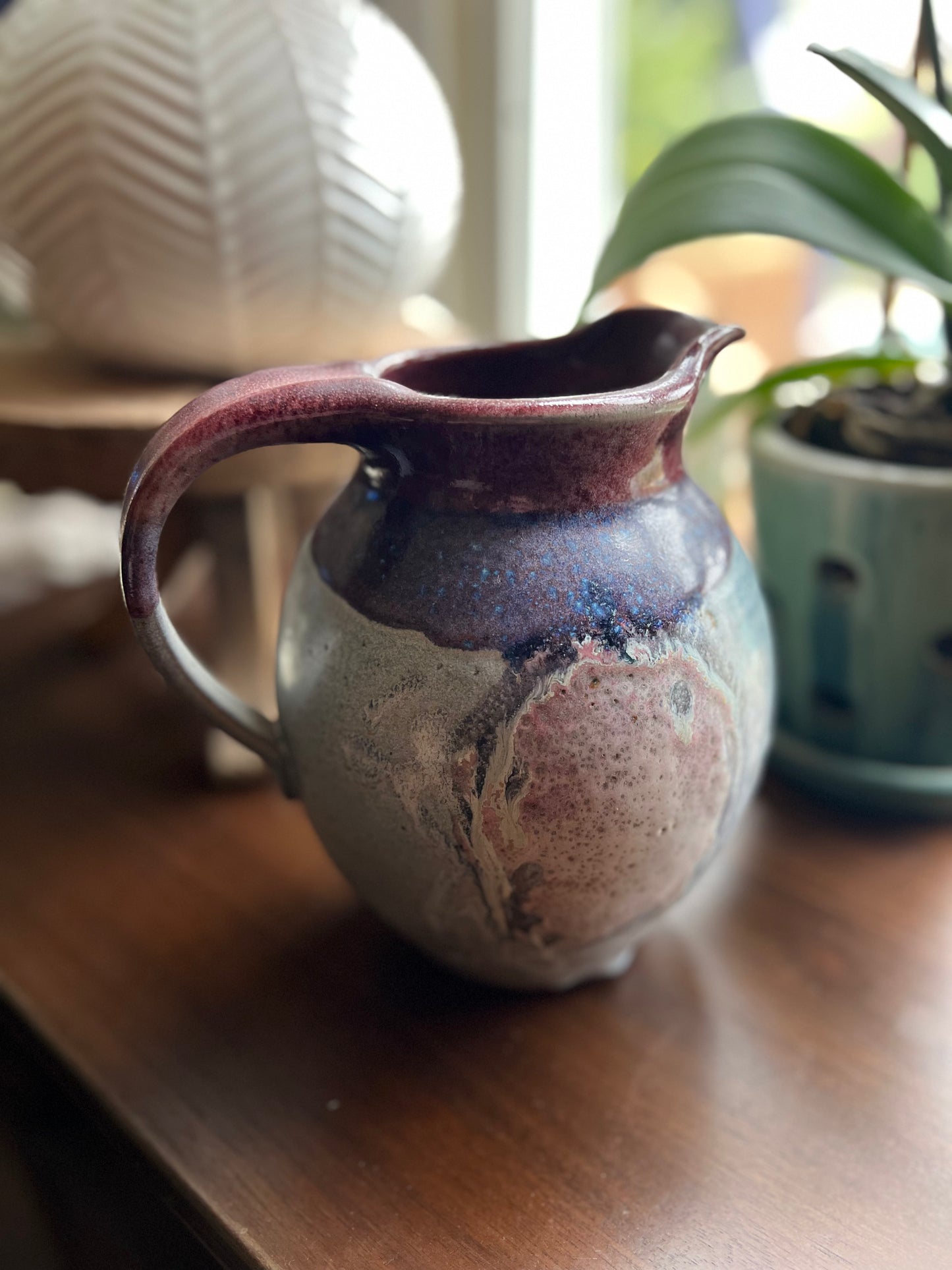 Vintage Rustic Handmade and Signed Ceramic Pitcher