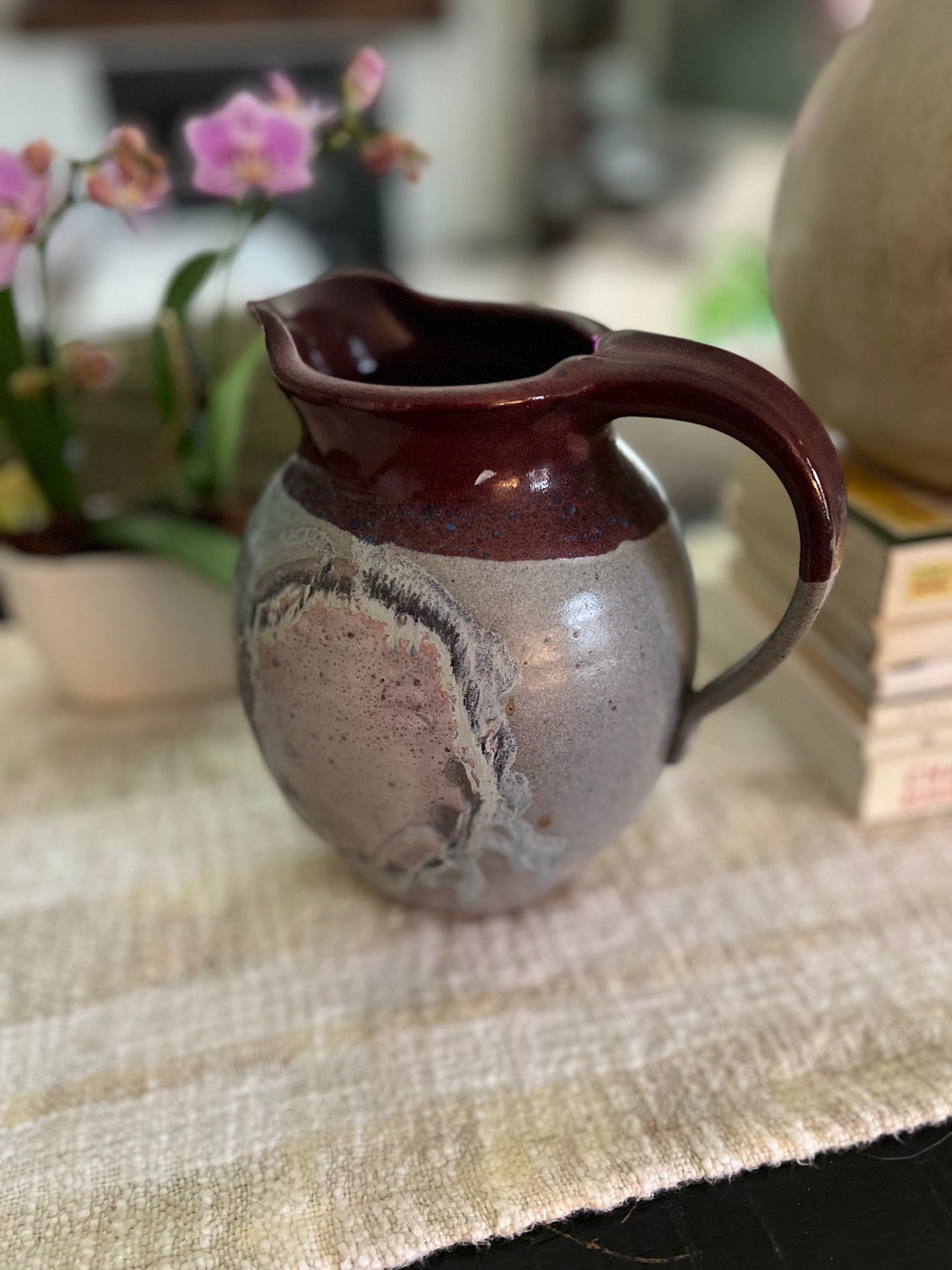 Vintage Rustic Handmade and Signed Ceramic Pitcher