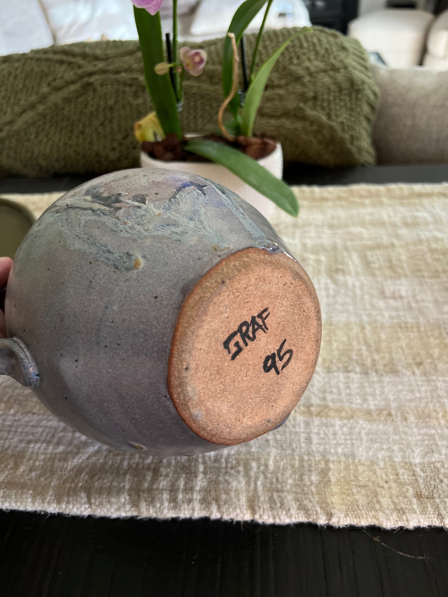 Vintage Rustic Handmade and Signed Ceramic Pitcher