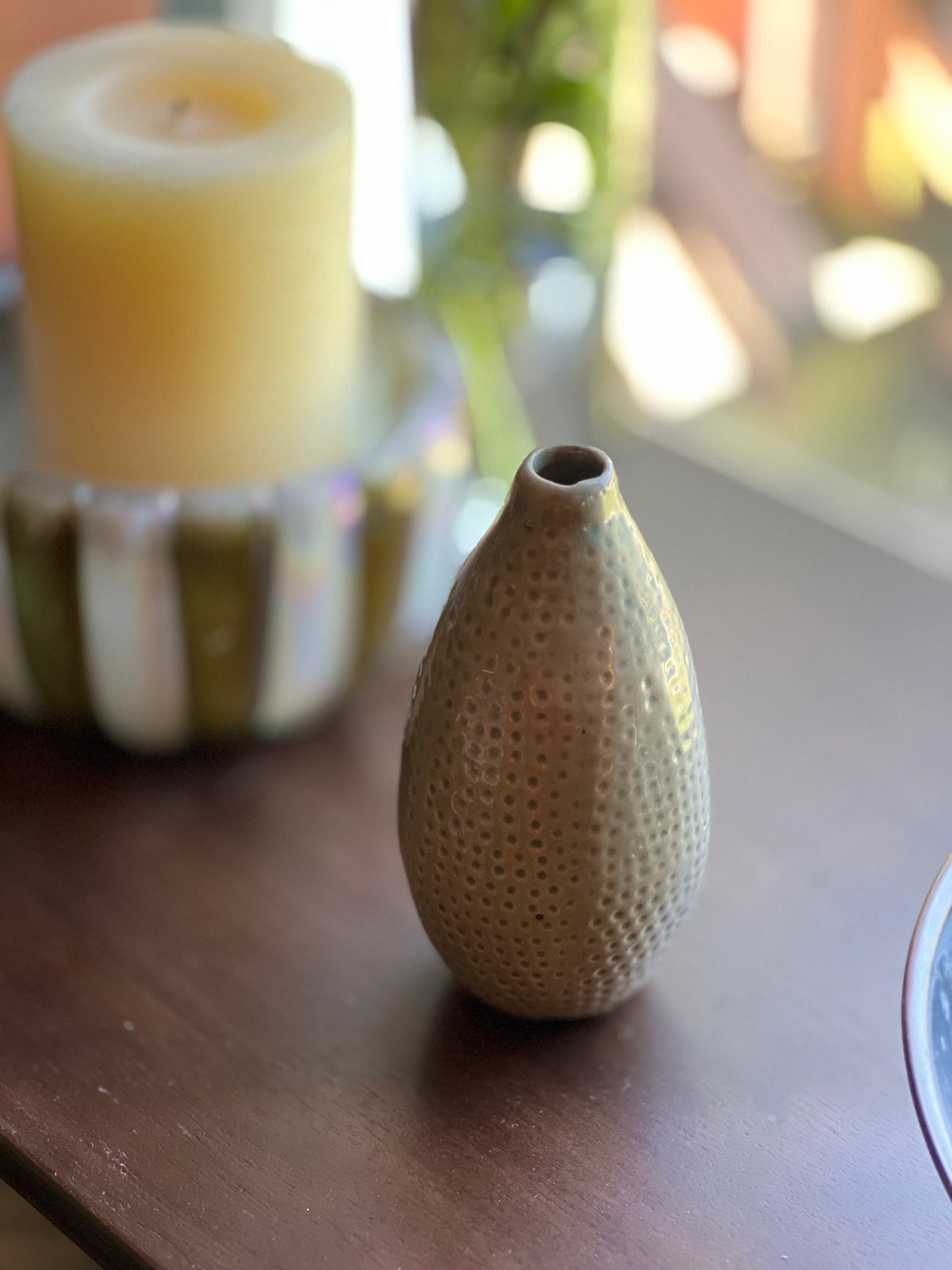 Small Green Ceramic Bud Vase