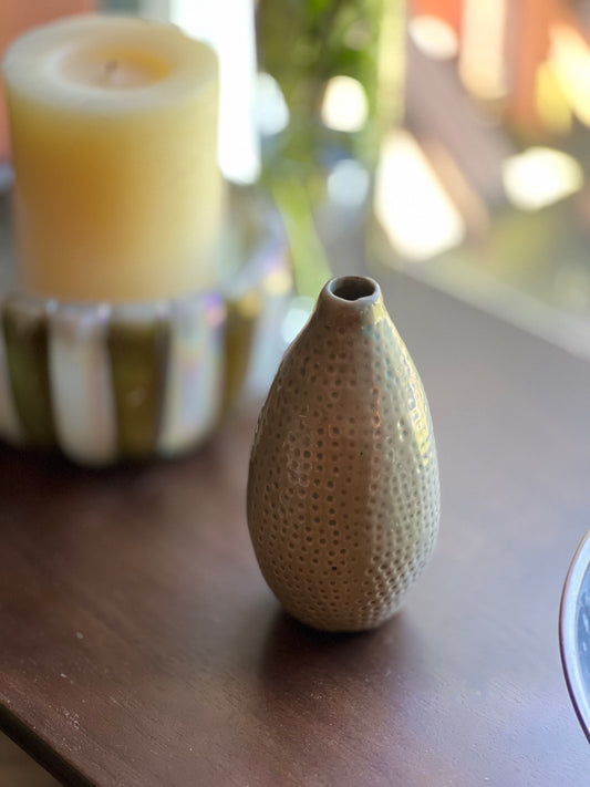 Small Green Ceramic Bud Vase