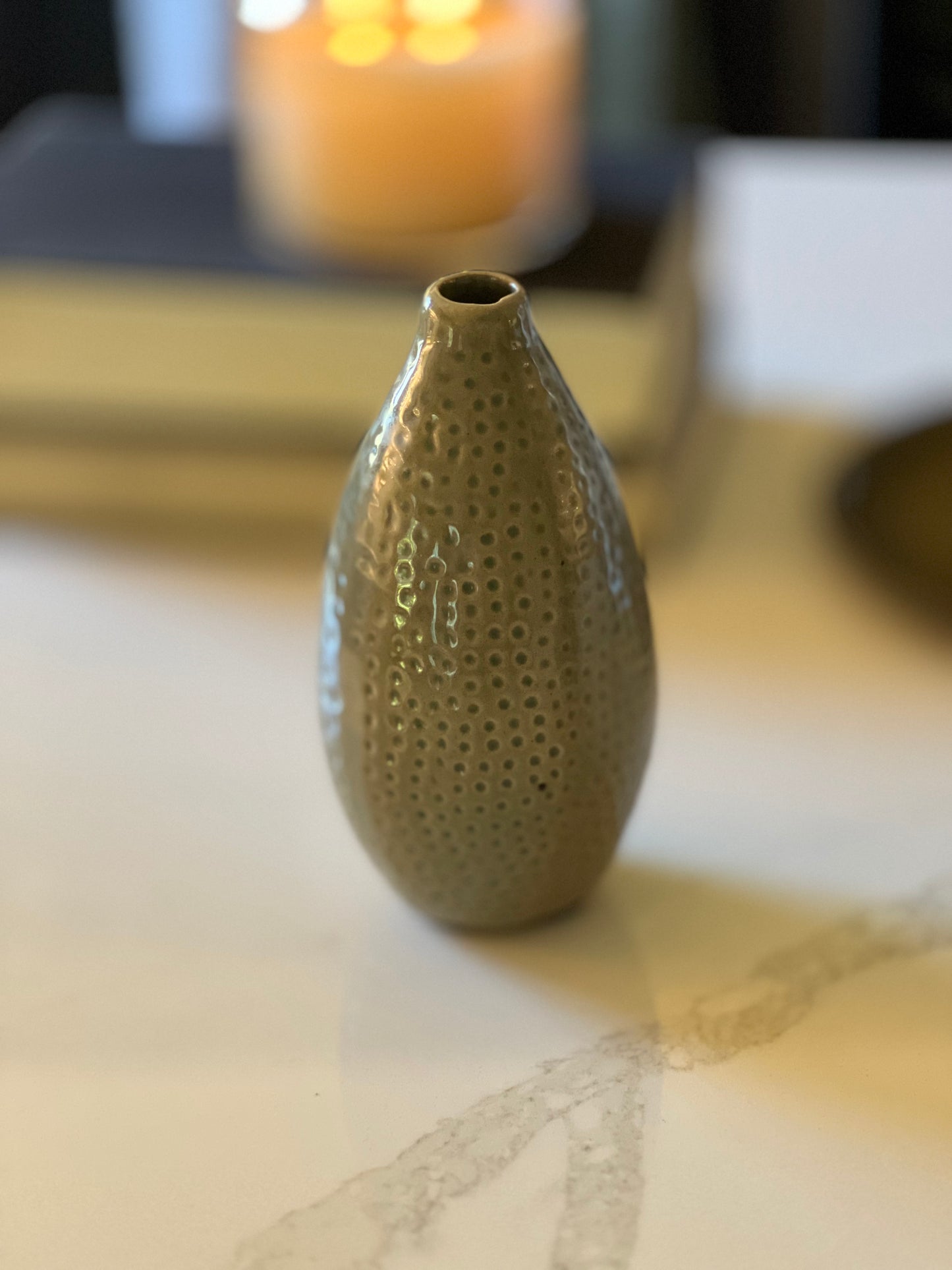 Small Green Ceramic Bud Vase