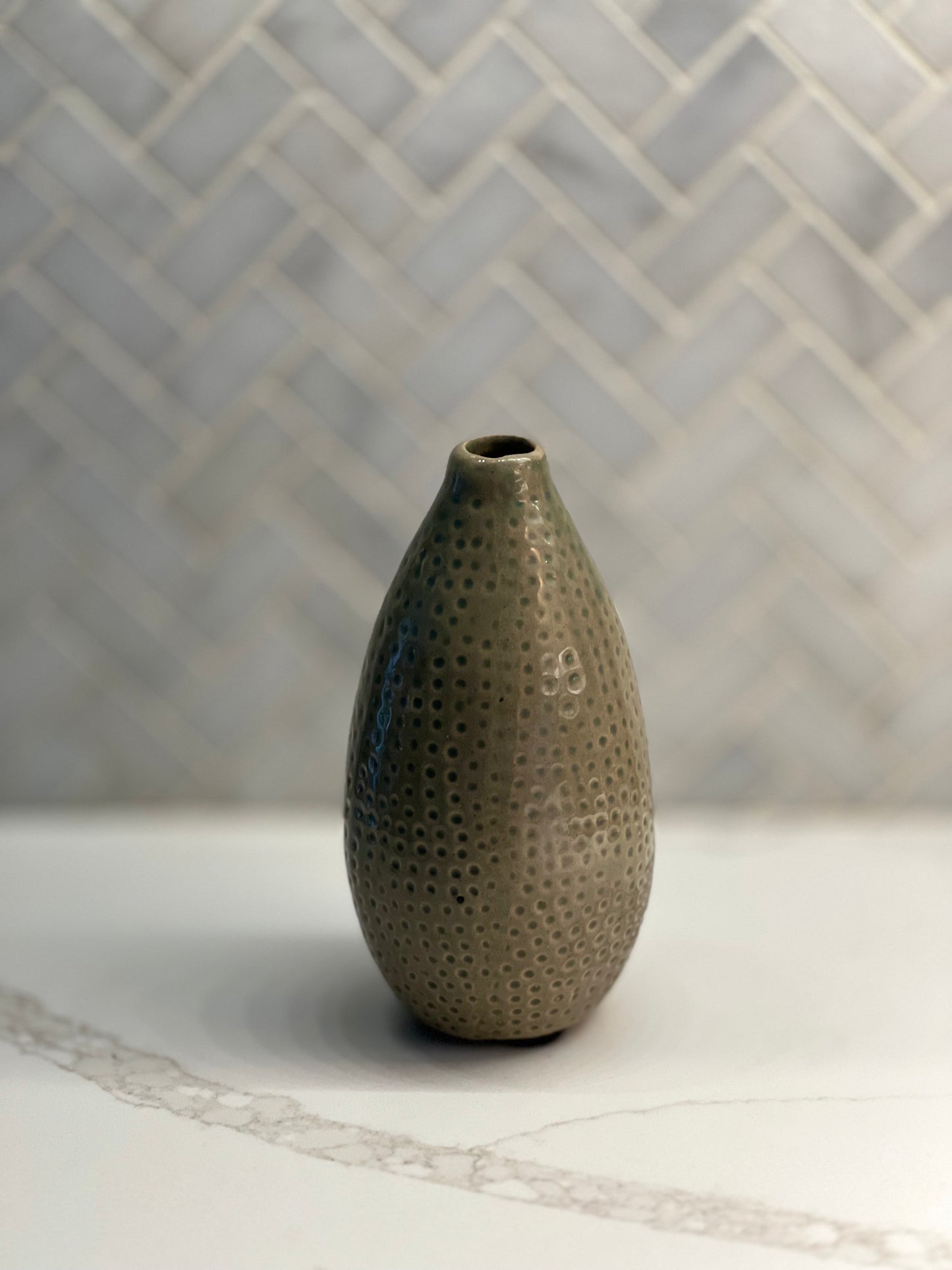 Small Green Ceramic Bud Vase
