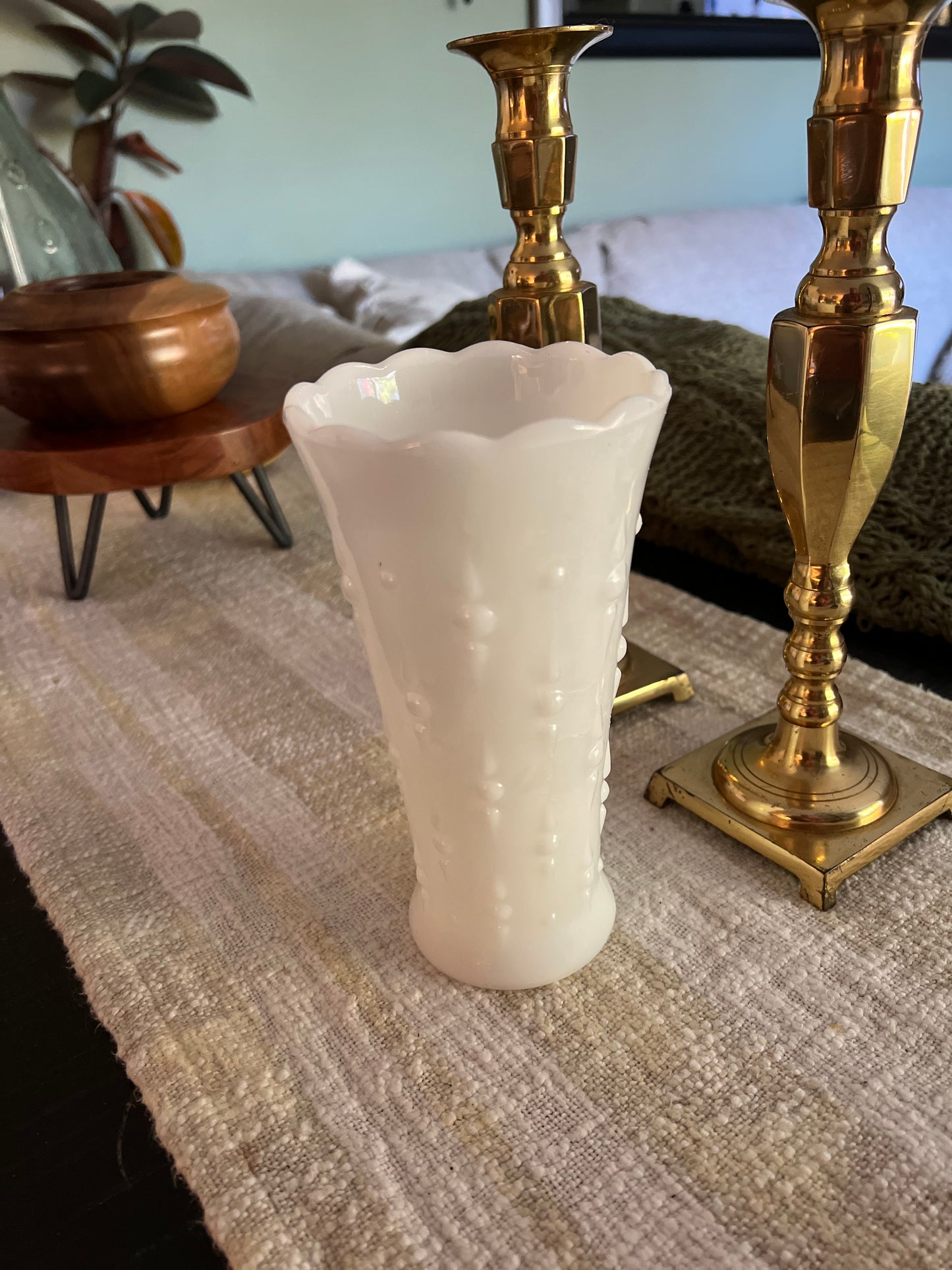Vintage Anchor Hocking Teardrop and Pearl Milkglass Vase