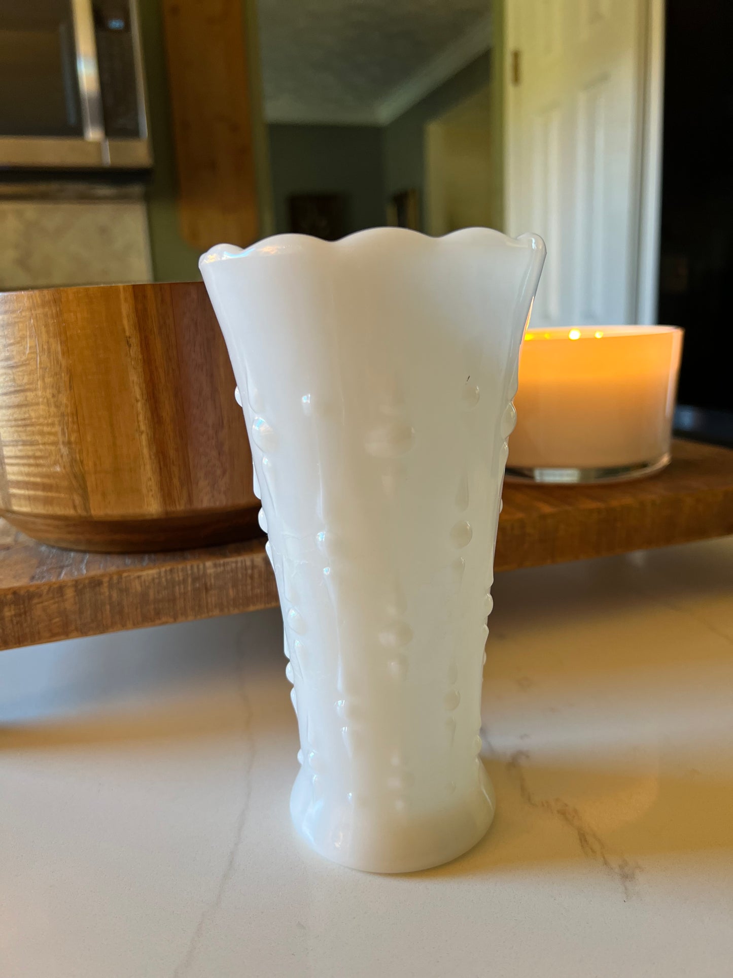 Vintage Anchor Hocking Teardrop and Pearl Milkglass Vase