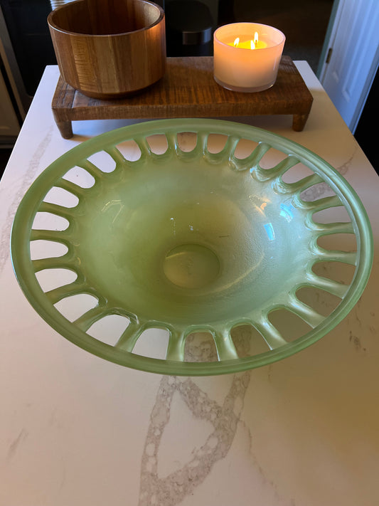 Vintage Mint Green Art Deco Style Glass Bowl (as is)