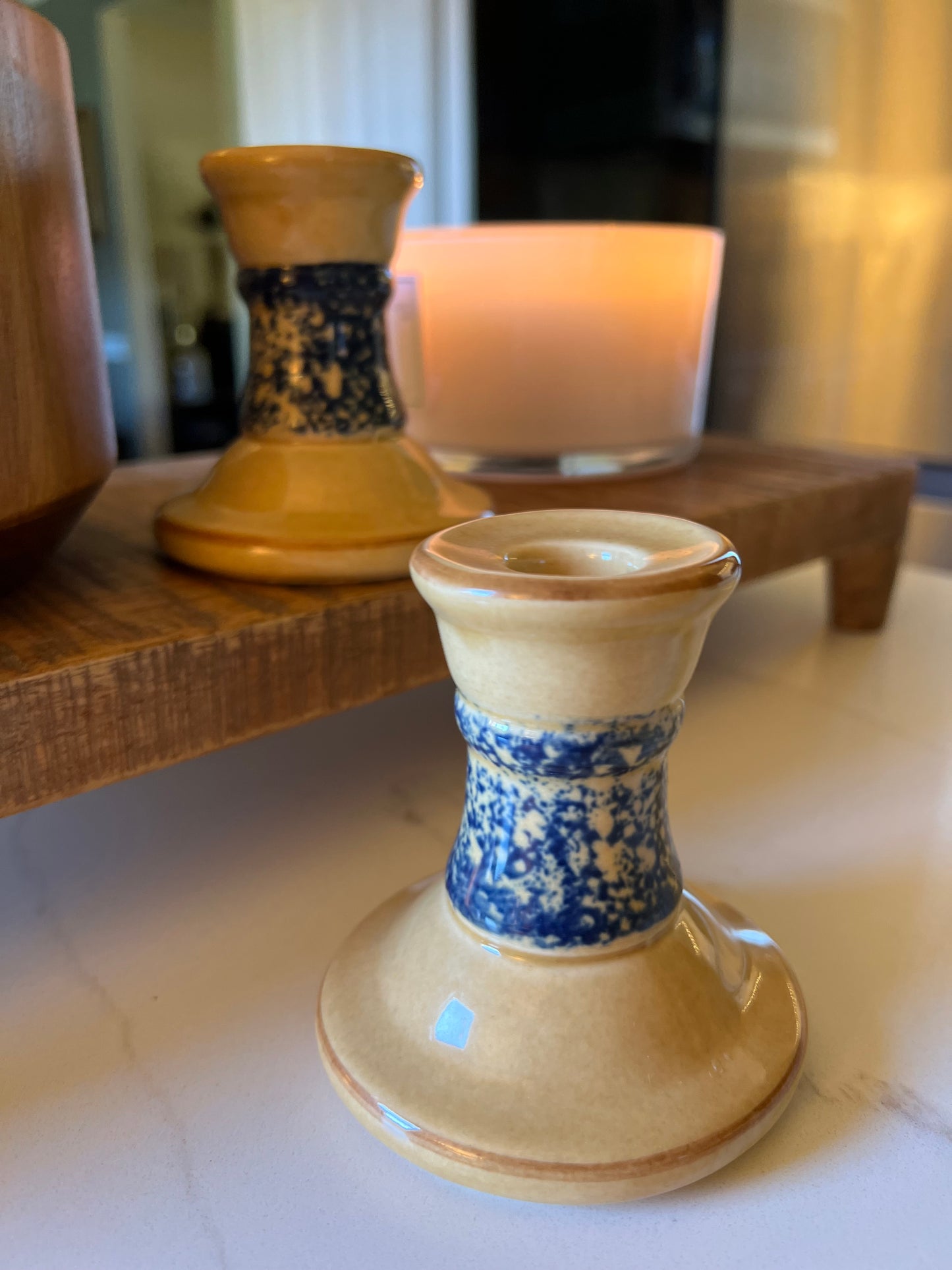 Vintage America Pattern Pfaltzgraff Candle Holders (set of 2)