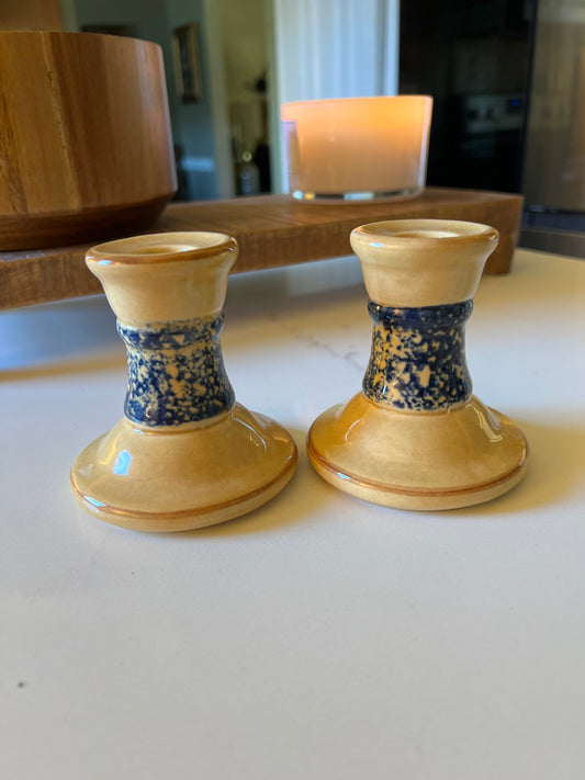 Vintage America Pattern Pfaltzgraff Candle Holders (set of 2)