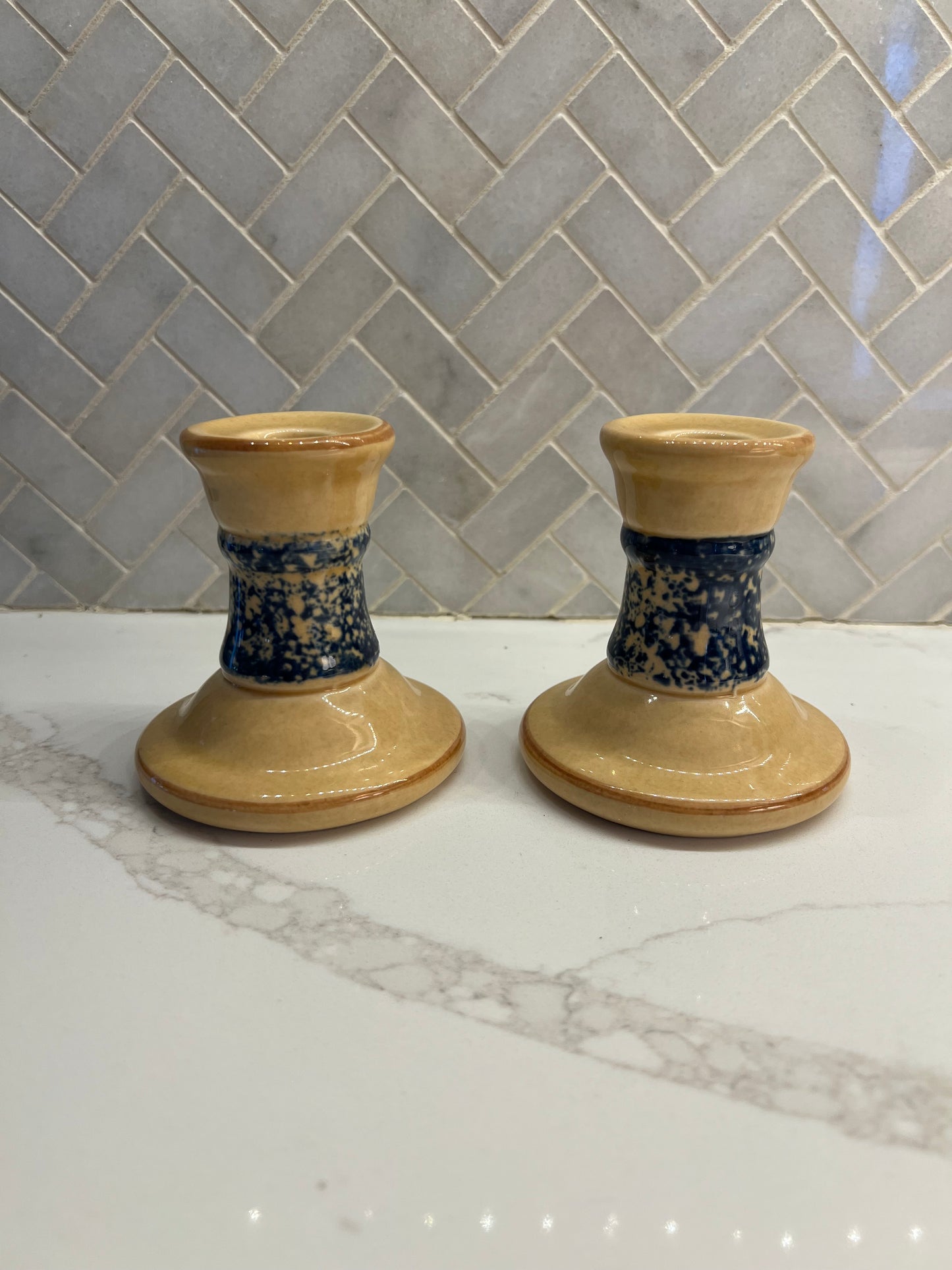 Vintage America Pattern Pfaltzgraff Candle Holders (set of 2)