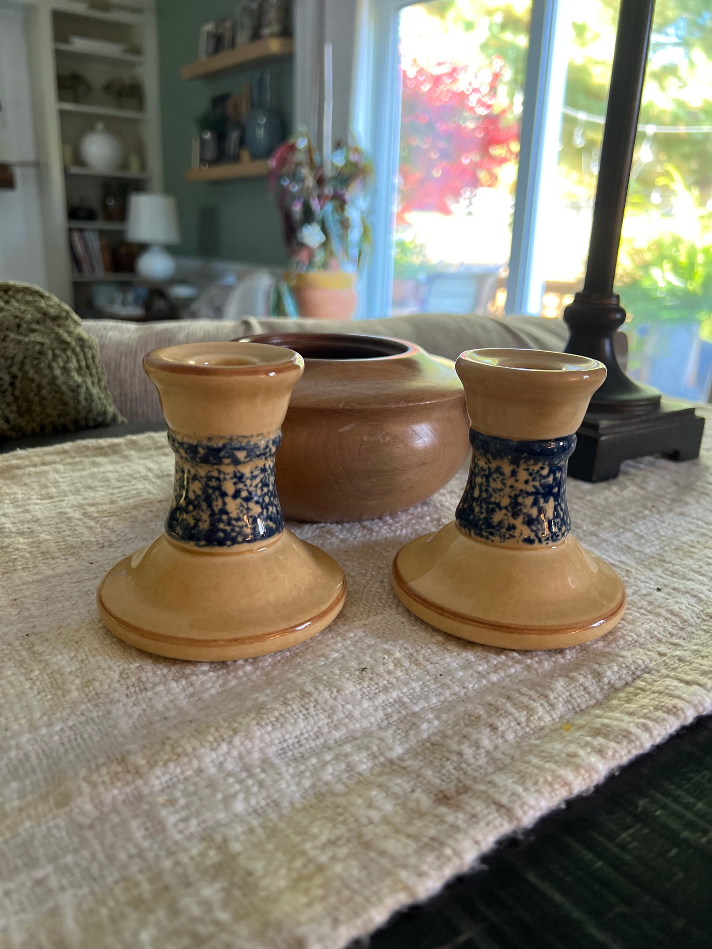 Vintage America Pattern Pfaltzgraff Candle Holders (set of 2)