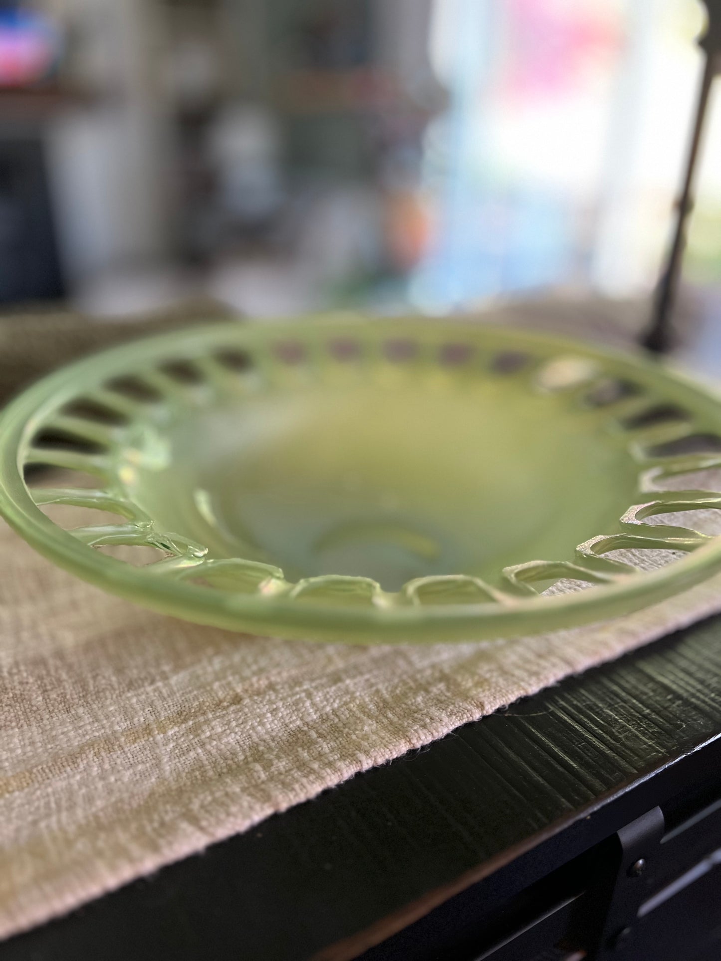 Vintage Mint Green Art Deco Style Glass Bowl (as is)