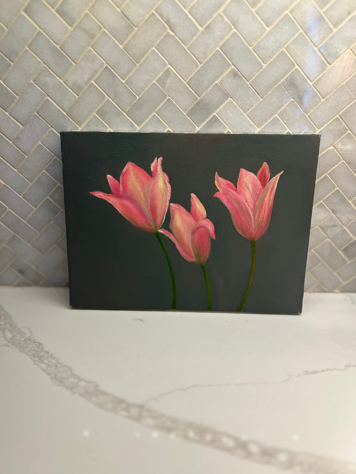 Pink Tulip Canvas Painting